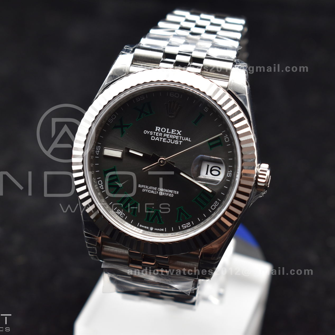 DateJust 41 126334 904L SS VSF 1:1 Best Edition Gray Dial Green Roman on Jubilee Bracelet VS3235